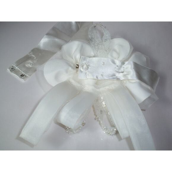 White satin flower floral bridal wedding dress rhinestone bridal dress belt sash - Picture 3 of 7